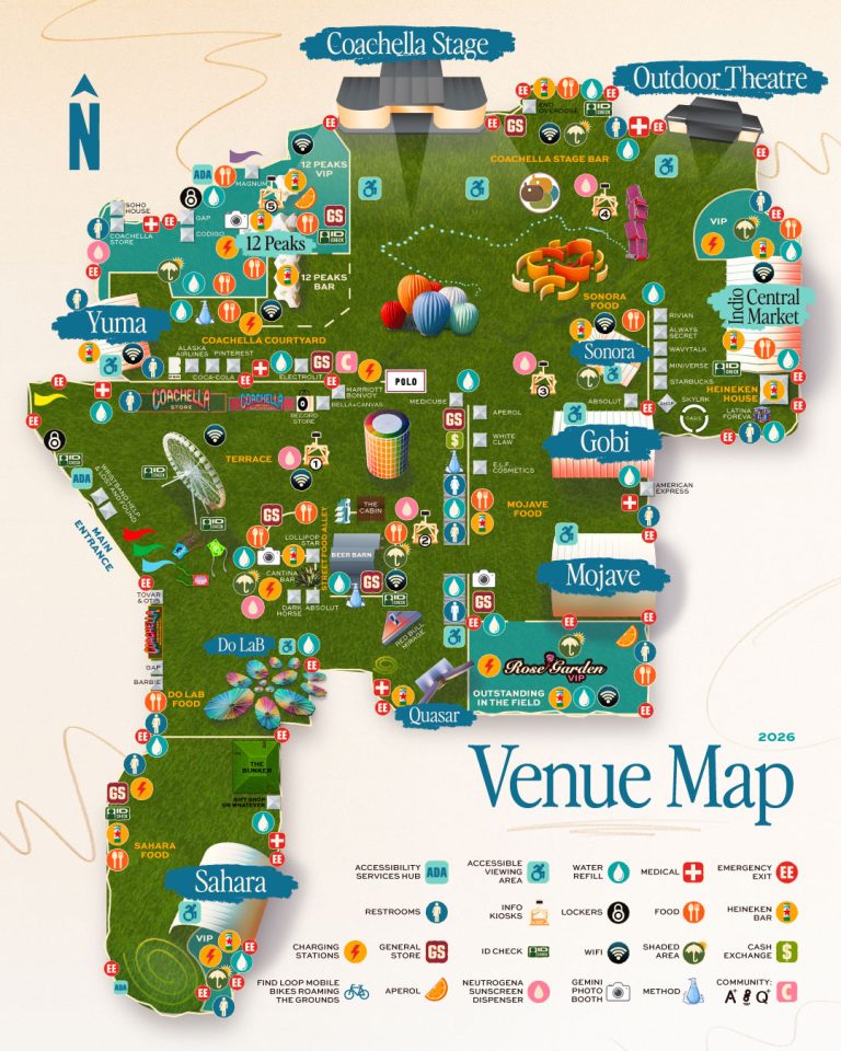 Coachella festival map for the survival guide.
