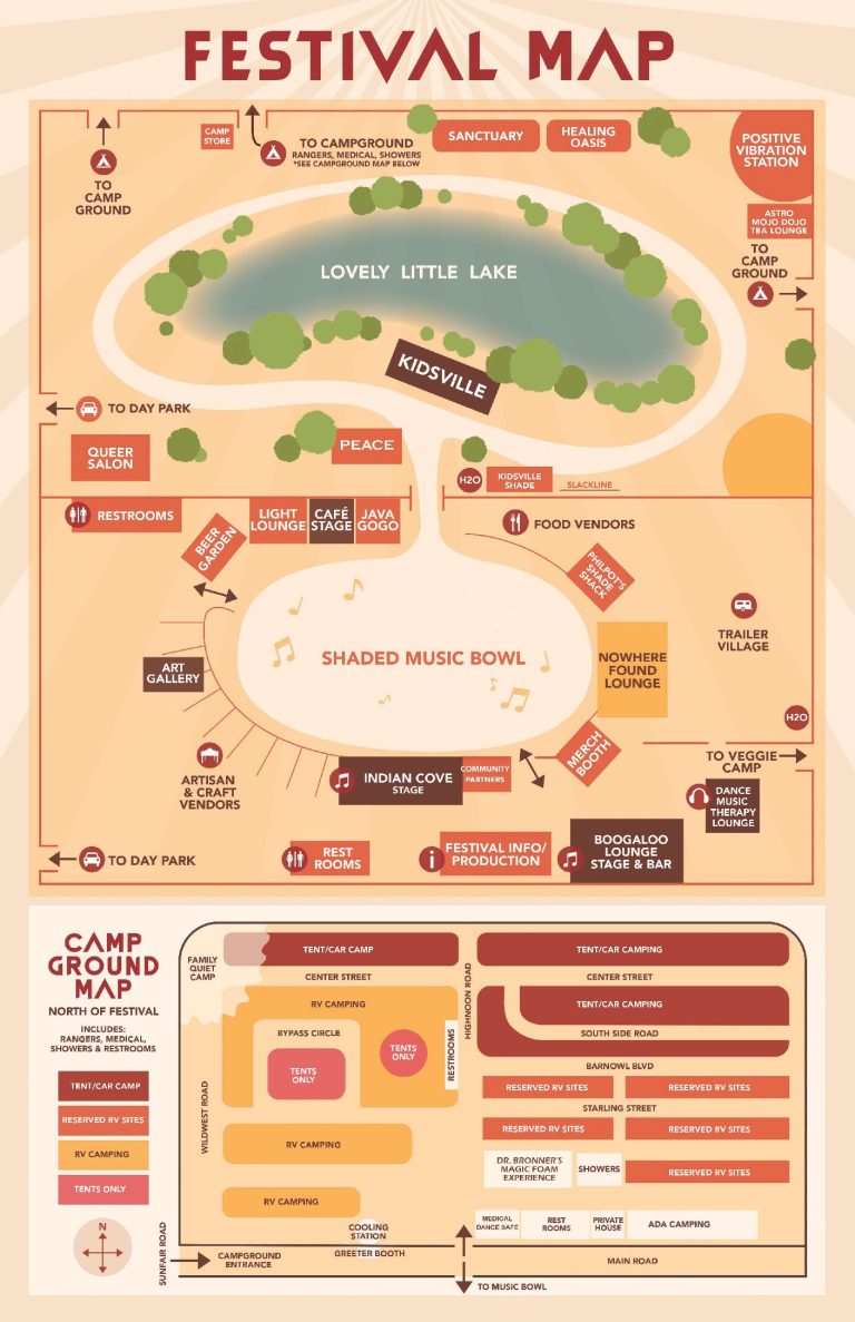 Joshua Tree Music Festival festival map for the survival guide.