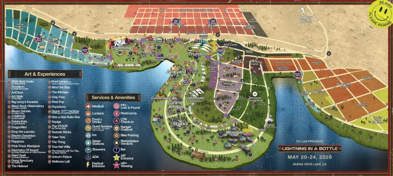 Lightning in a Bottle festival map for the survival guide.
