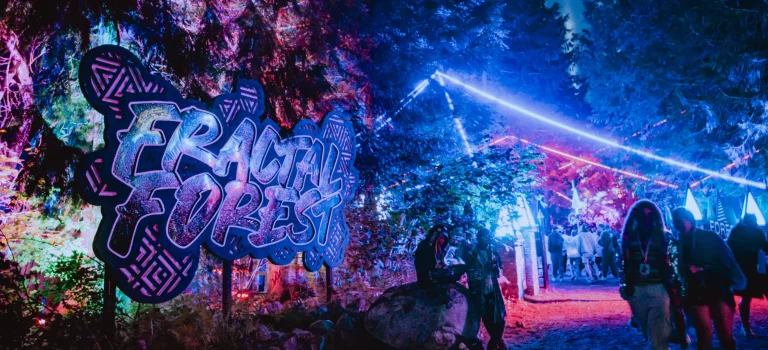 Fractal Forest stage scene at Shambhala Music Festival.