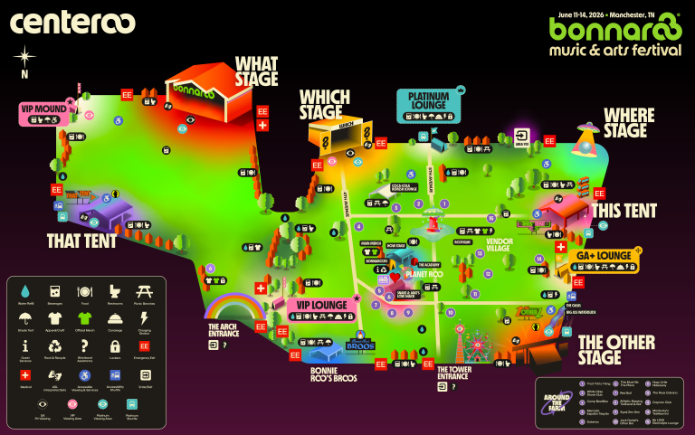 Bonnaroo festival map for the survival guide.